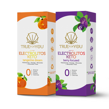 Cargar imagen en el visor de la galería, Tangerine Dream + Berry Focused (Electrolitos Keto - Kit de 2 cajas con 7 porciones - True For You)