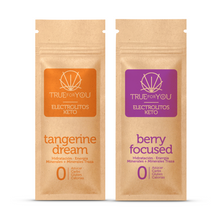 Cargar imagen en el visor de la galería, Tangerine Dream + Berry Focused (Electrolitos Keto - Kit de 2 cajas con 7 porciones - True For You)