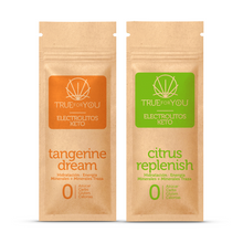 Cargar imagen en el visor de la galería, Tangerine Dream + Citrus Replenish (Electrolitos Keto - Kit de 2 cajas con 7 porciones - True For You)
