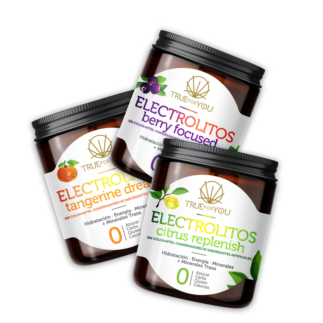 Electrolitos, Kit de 3 Sabores: Berry Focused + Citrus Replenish + Tangerine Dream - True For You
